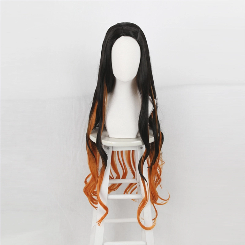 Black And Orange 95cm Demon Slayer: Kimetsu No Yaiba Nezuko Kamado Cosplay Wig 4 Black And Orange 95cm Demon Slayer: Kimetsu No Yaiba Nezuko Kamado Cosplay Wig - Image 2