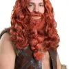 Partytime Costume & Lingerie (Yiwu) Factory Men's Red Viking Wig And Beard Set -Disney Costumes Sales adult red viking wig and beard set