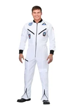Fun Costumes White Astronaut Jumpsuit Adult Costume -Disney Costumes Sales adult white astronaut jumpsuit costume alt2