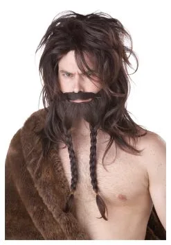 California Costume Collection Men's Brown Viking Wig, Beard And Mustache Costume Set