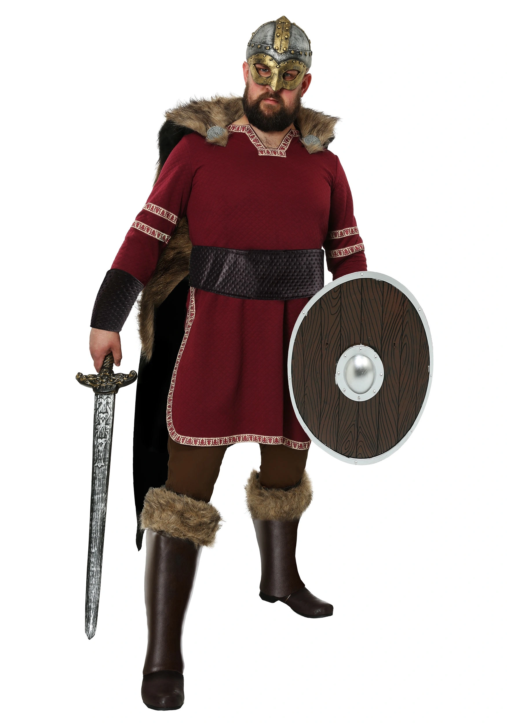 Fun Costumes Men's Burgundy Viking Costume 3 Fun Costumes Men's Burgundy Viking Costume