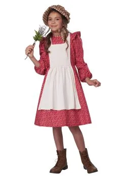 California Costume Collection Red Frontier Settler Costume For Girls
