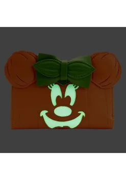 Loungefly Disney Glow Face Pumpkin Minnie Flap Wallet -Disney Costumes Sales loungefly disney glow face pumpkin minnie flap wal alt 1