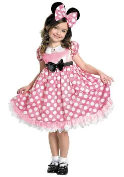Disguise Minnie Mouse Girls Glow In The Dark Dot Pink Dress