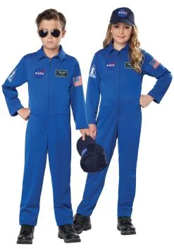 California Costume Collection NASA Kids Blue Jumpsuit Costume -Disney Costumes Sales nasa child blue jumpsuit costume alt 2