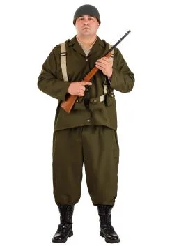 Fun Costumes Plus-Size Deluxe WW2 Soldier Costume