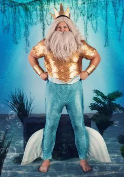 Fun Costumes Disney Plus Size Little Mermaid King Triton Costume For Men -Disney Costumes Sales plus size king triton costume alt 1