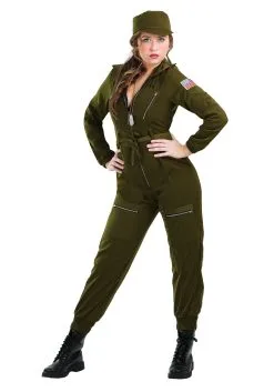 Fun Costumes Plus Size Army Flightsuit Costume For Women -Disney Costumes Sales plus size womens army flightsuit costume1 1