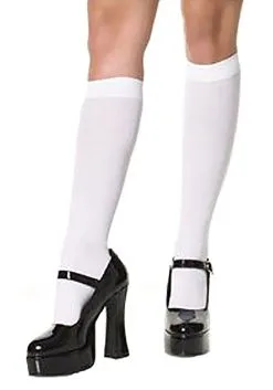 LEG AVENUE White Knee High Stockings