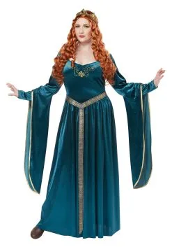 California Costume Collection Plus Size Lady Guinevere Women's Teal Costume Dress