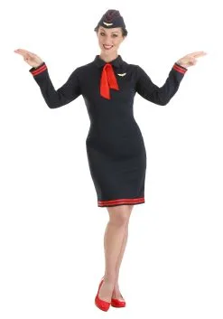Shangai Jianwuyi Industrial & Commercial Ltd. Workin' The Skies Women's Flight Attendant Costume -Disney Costumes Sales womens workin the skies flight attendent alt 1